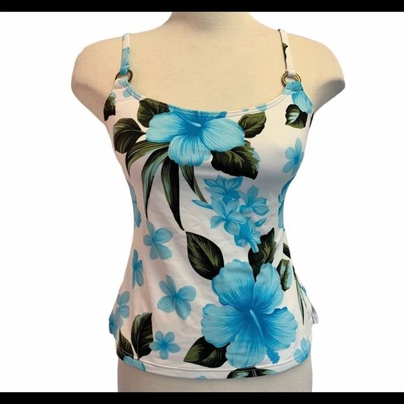 Land escape blue tropical Floral tankini set Sz 8 - Picture 1 of 10